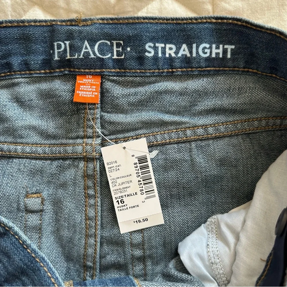 NWT The Children’s Place Boys Straight Jeans Dark Jupiter Blue 16H 16 Husky
